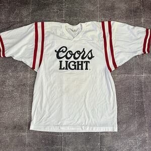 Men's Vintage 80's Coors Light White Red Black Script T Shirt Jersey Tee Sz XL